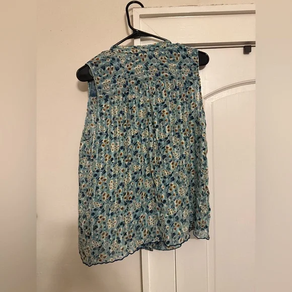 Anna Sui Floral Sleeveless Blouse - Teal and Orange - Picture 5 of 7